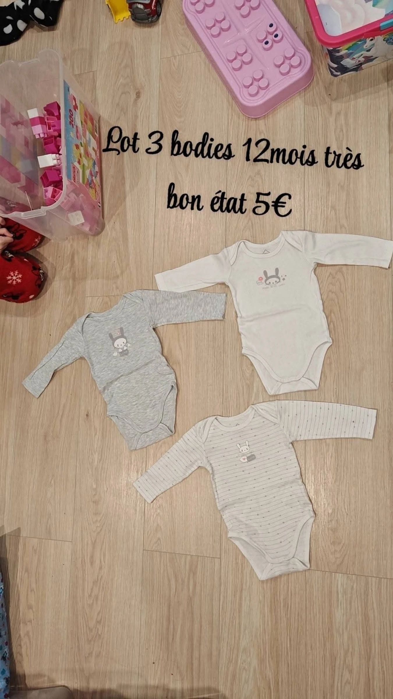 Lot 3 bodies manche longue 12mois 🌹